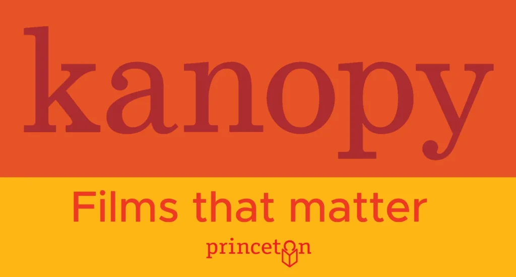Kanopy Logo with Films that matter kicker on deep orange and deep yellow background.