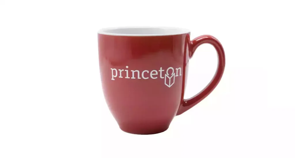 Red mug with library logo