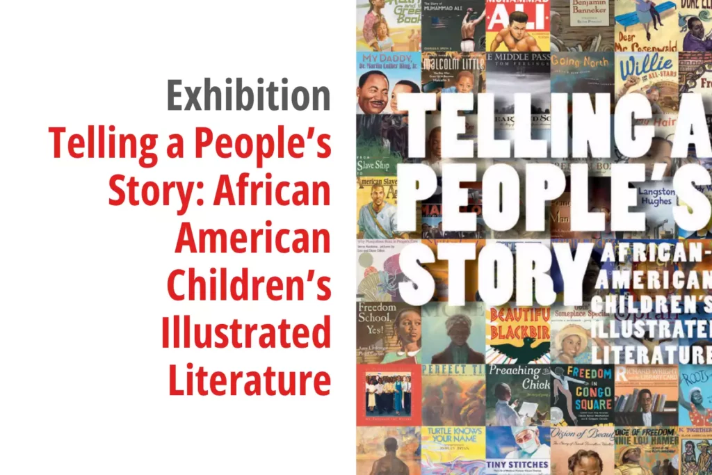 Graphic for the exhibition titled Telling a People’s Story