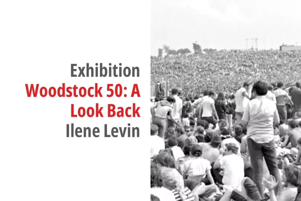 Graphic for the exhibition titled Woodstock 50: A Look Back