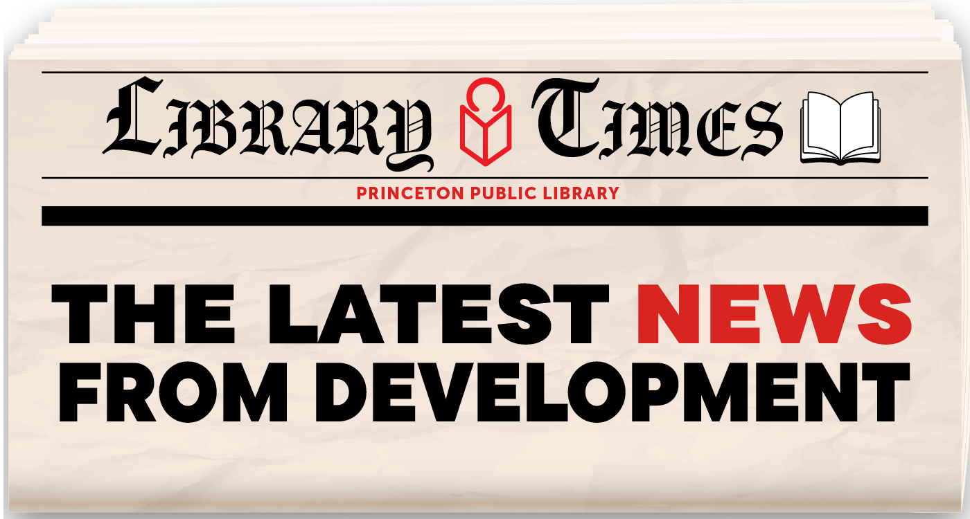 Graphic of a newspaper named Library Times with a headline that reads The Latest News From Development