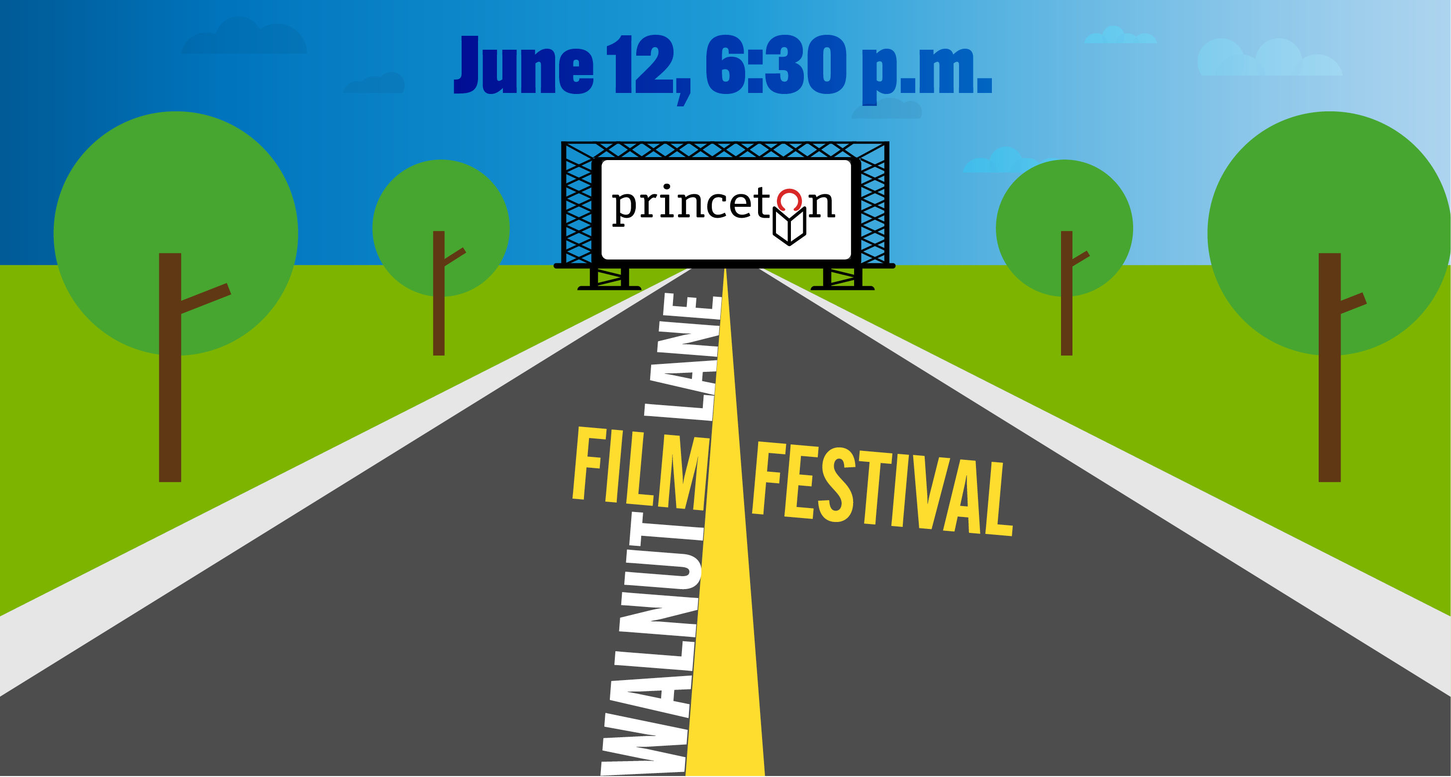 Graphic of outdoor movie screen with Walnut Lane Film Festival June 12