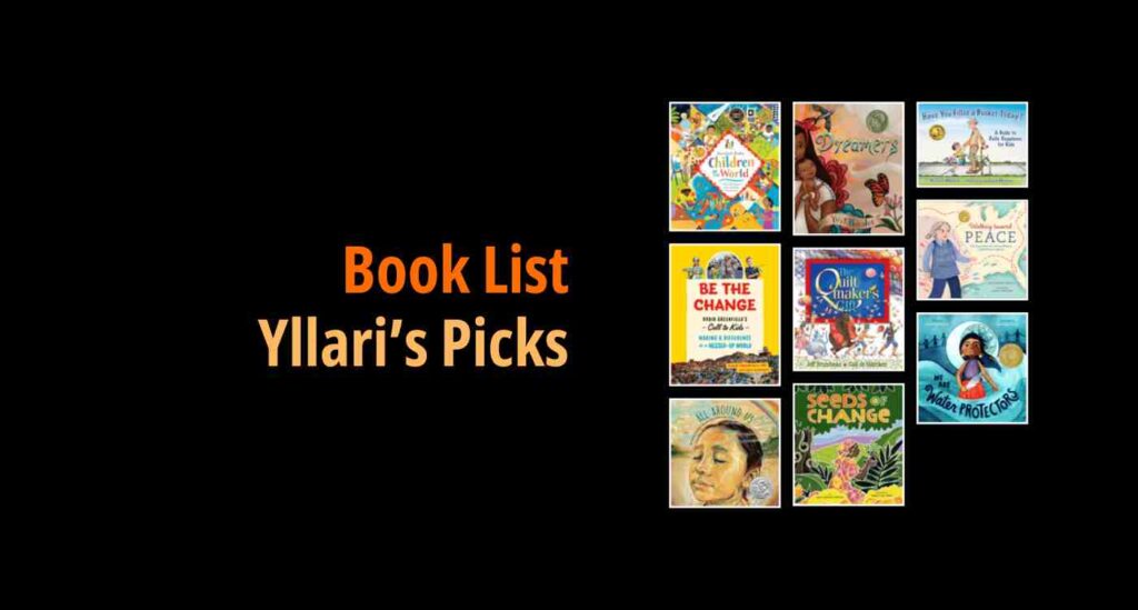 Black background with a book cover collage and text reading Book List: Yllari's Picks