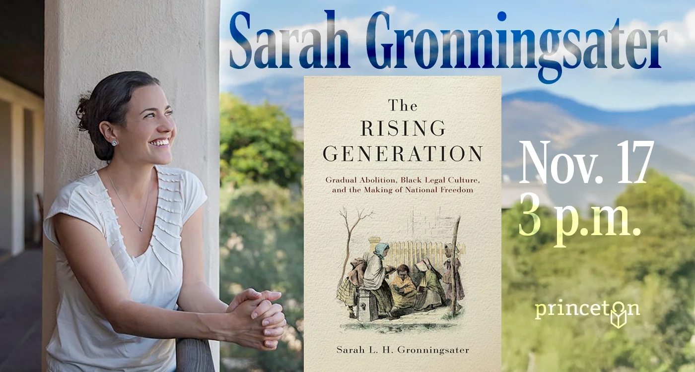 Picture of author Sarah Gronningsater with her book the rising generation