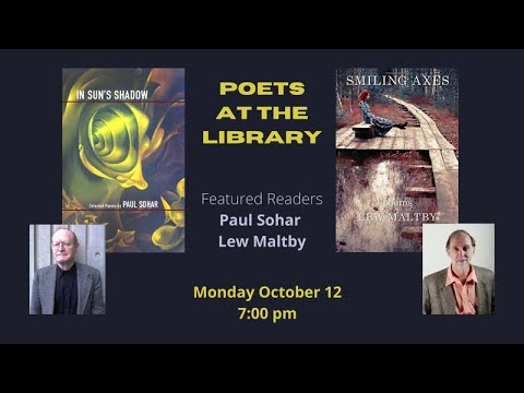 Graphic for event, Poets at the Library: Paul Sohar and Lew Maltby.