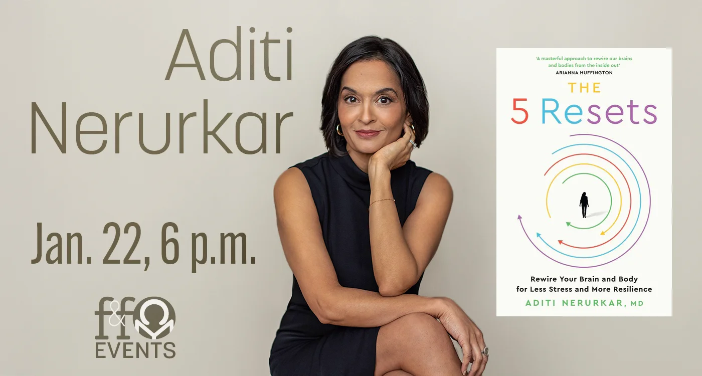 Pic of Aditi Nerurkar with book "The 5 Resets" Jan. 22, 6 p.m.