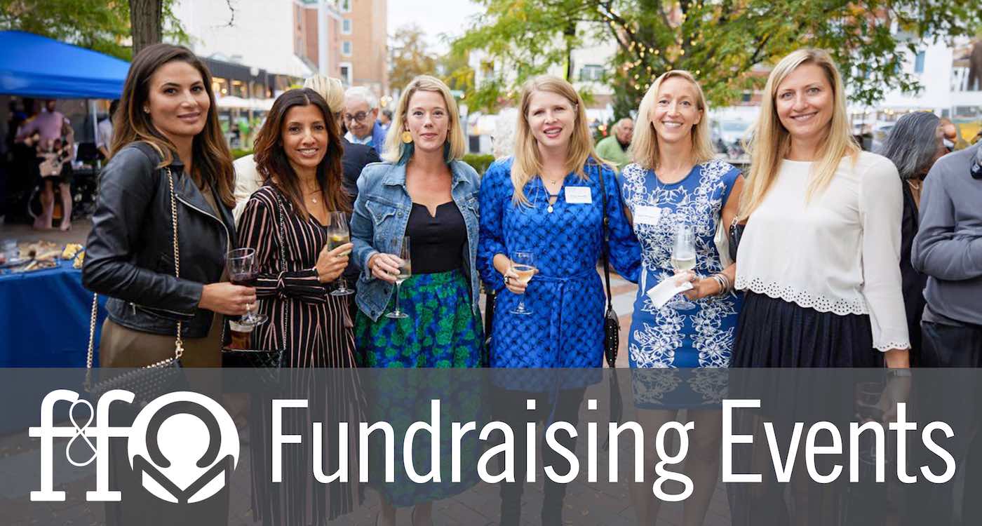 Graphic for F&F fundraising events featuring 6 women
