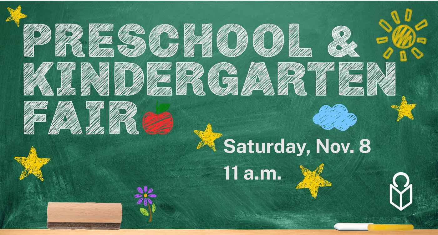 Graphic for the Preschool and Kindergarten Fair, on November 8 at 1 pm.