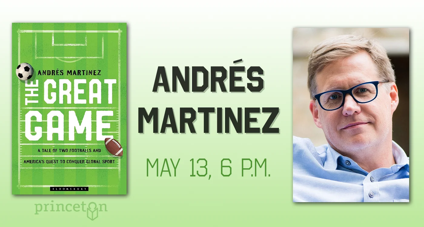 graphic for author event with Andres Martinex on May 13 at 6 p.m.