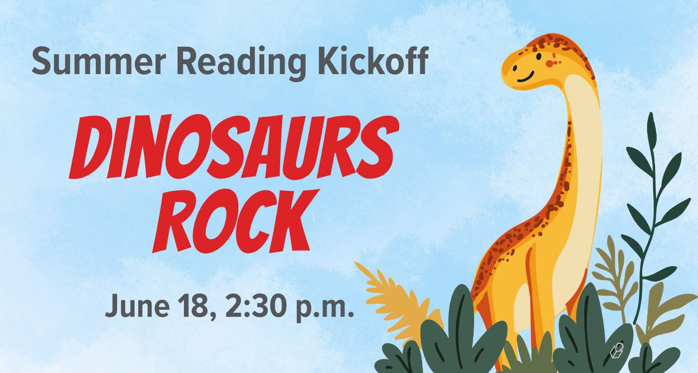 Youth Summer Reading 2026 Kickoff Dinosaurs Rock program at Princeton Public Library on June 18 at 2:30 p.m.