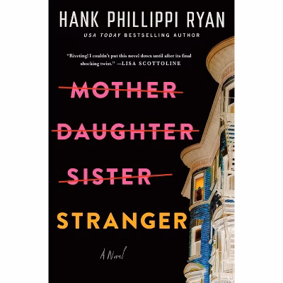 The book cover show the edge of a blue  apartment building on a black background, there is a person's shadow standing in the top illuminated window.